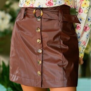 Cupshe Brown Button-Up Mini Skirt